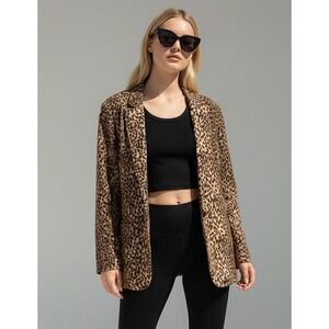 Ricki's Leopard Print Size Large Single Button Blazer Brown Animal Print